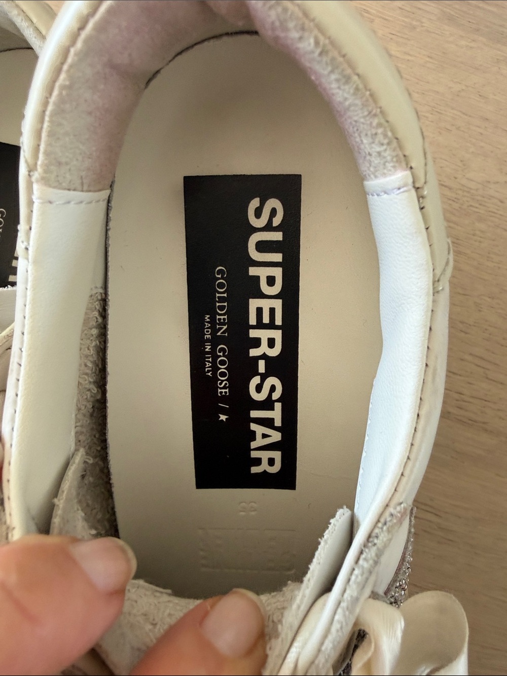 Golden Goose Off-White Kids Sneakers with Rhinestone Star and Satin Laces - Picture 5 of 7